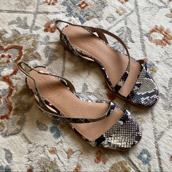 NWT Madewell Heidi Slingback Sandal in Snake Embossed Leather Size 7 - Picture 2 of 6